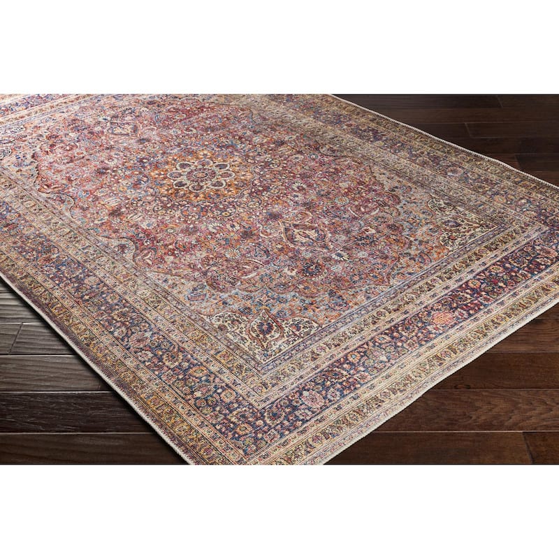 Livabliss Traditional Amelie Medallion Washable Area Rug