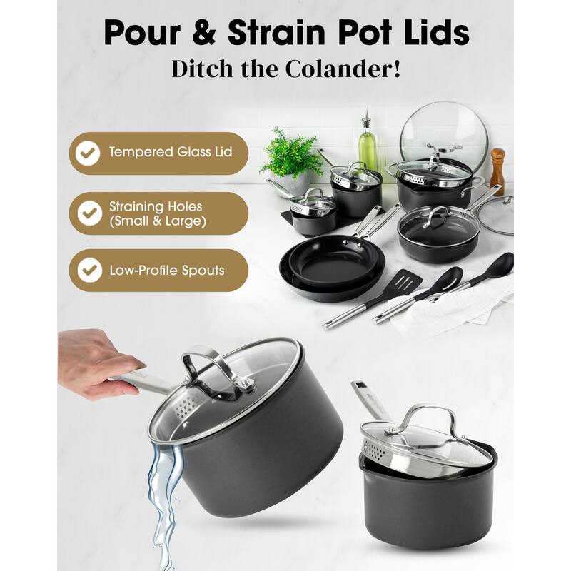 Gotham Steel Pro 15 Piece Nonstick Cookware Set with Utensils