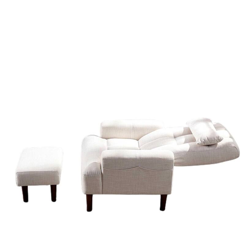 Cream White 26.77" High Back Upholstered Lounge Chair with Ottoman