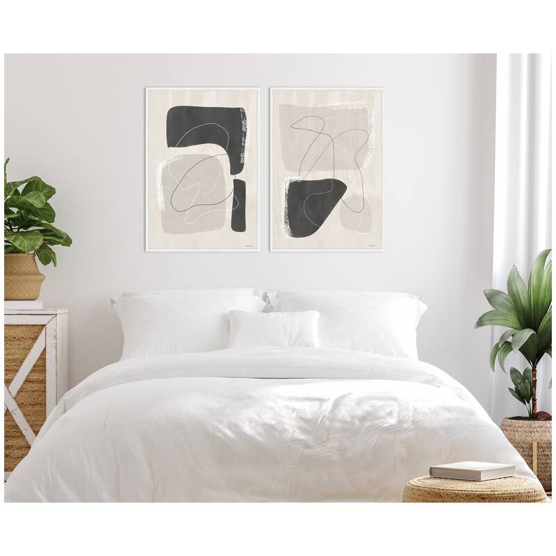 Kate and Laurel Abstract Shapes 01 & 02 2 Piece Framed Canvas Wall Art Set by Gabrielly Guedes