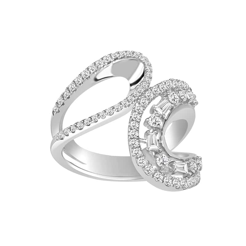 Auriya 14k Gold Lab Grown Baguette and Round Diamond Double Loop Ring 0.63 ct. tw. (F-G, VS)