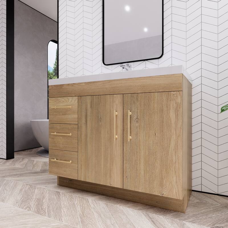 Eliza 42'' Freestanding Vanity (Left Drawers) with Single Sink