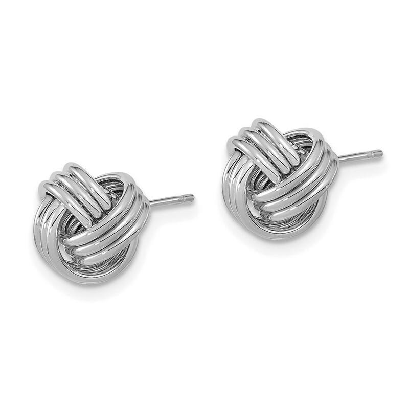 Curata 14k Yellow or White Gold 10mm Ribbed Polished Triple Love Knot Post Earrings