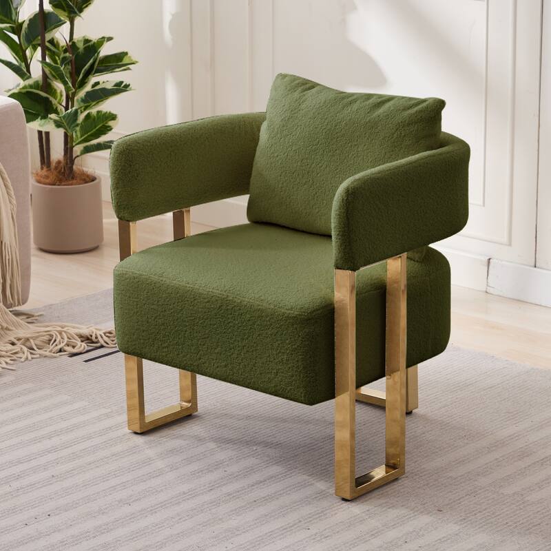 Modern decorative chair, living room side chair with gold metal legs, no wheels, suitable for dressing area, reception room