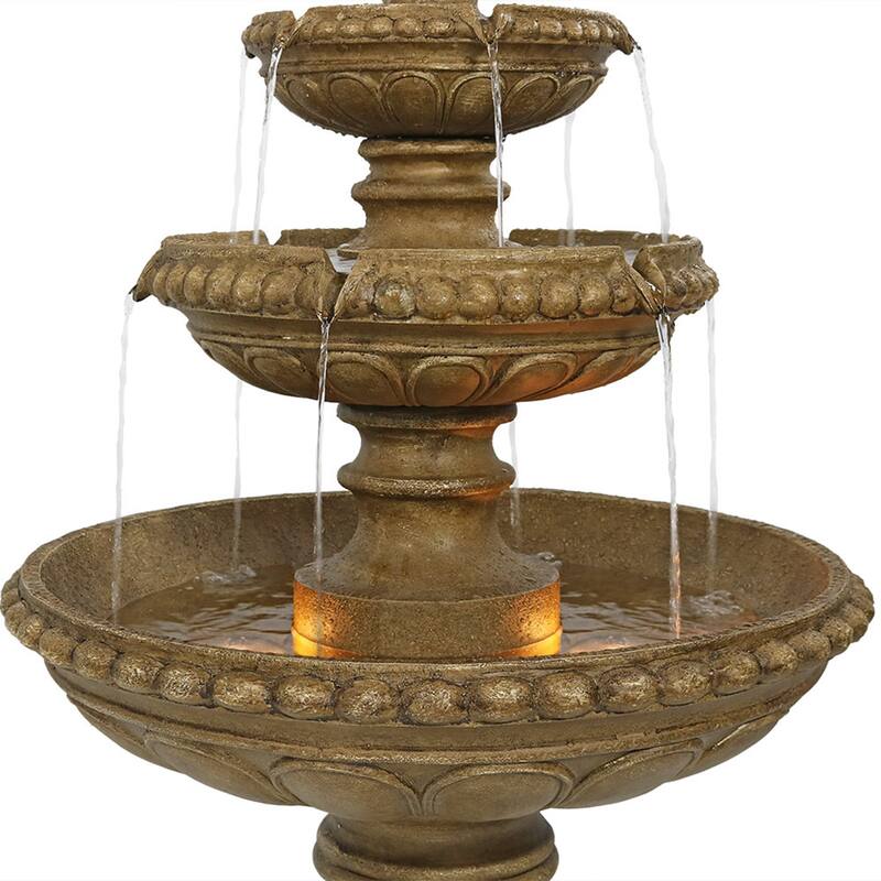 Large Outdoor Patio Electric Eggshell 4-Tier Water Fountain Feature - 65-Inch - 65"