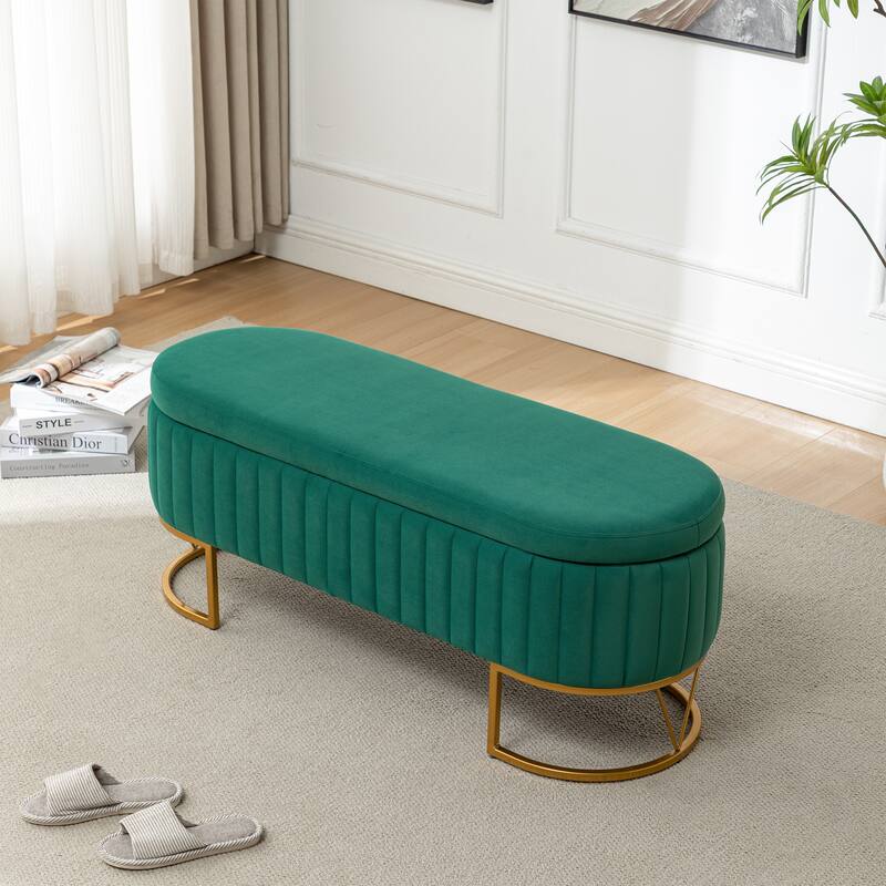 Velvet Storage Bench for Bedroom