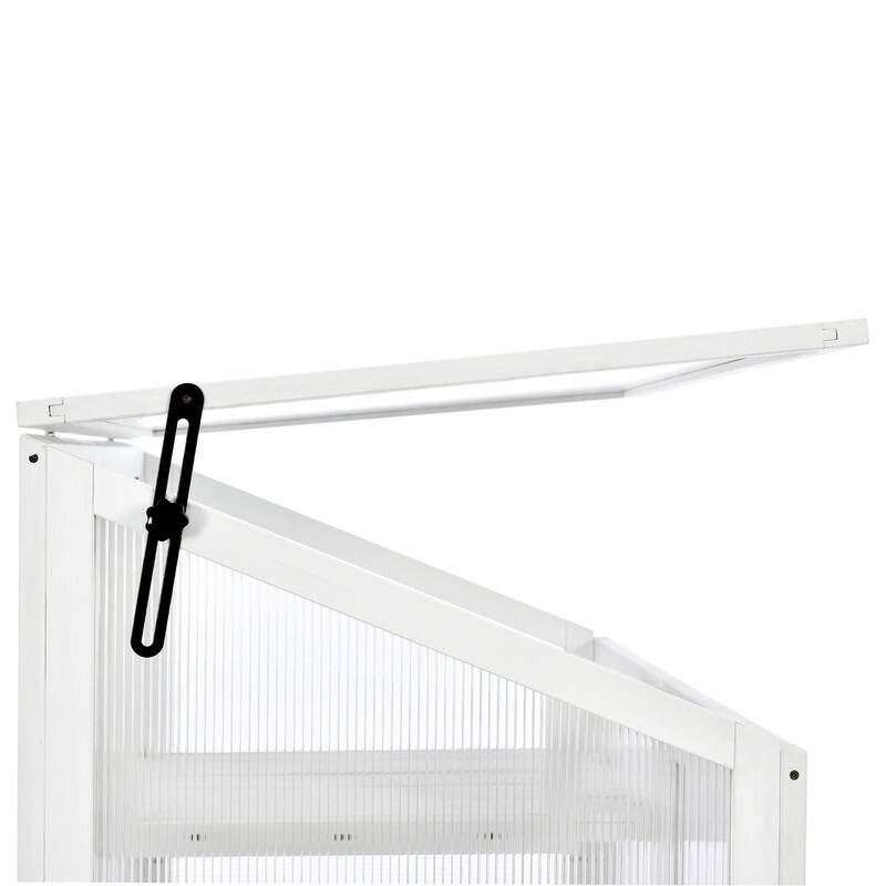 62inch Height Wood Large Greenhouse Balcony Portable Cold Frame with Wheels and Adjustable Shelves