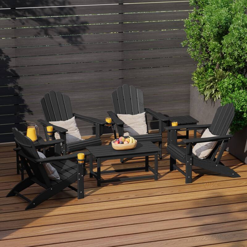 Aderson Outdoor Poly Adirondack Conversation Lounge 7-Piece Set