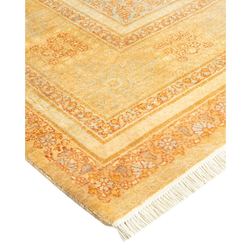 Overton Handknotted Wool Traditional Oriental Yellow Area Rug - 6' x 9'