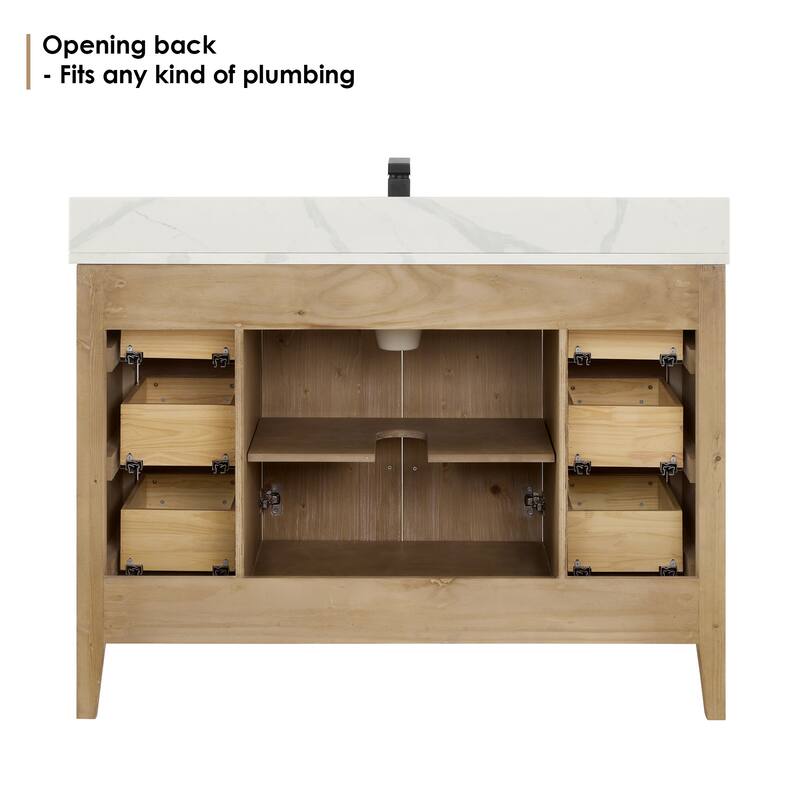 Altair Laurel Bath Vanity with Calacatta White Quartz Stone Countertop without Mirror