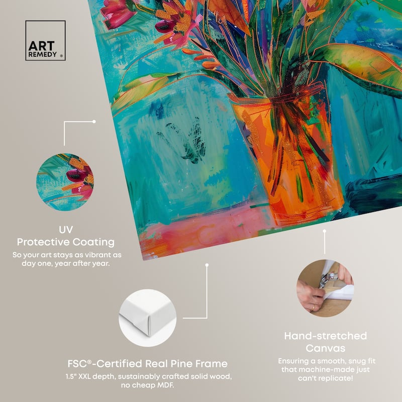 Art Remedy Bold And Bright Flower Vase Gallery Wrapped Flowers In Vase Paintings