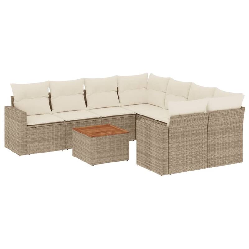 vidaXL Patio Sofa Set with Cushions Outdoor Furniture 9 Piece Poly Rattan - 25.8 x 24.4 x 27.2