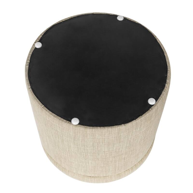 Adeco Round Storage Ottoman, Fabric Stool Footrest with Removable Lid