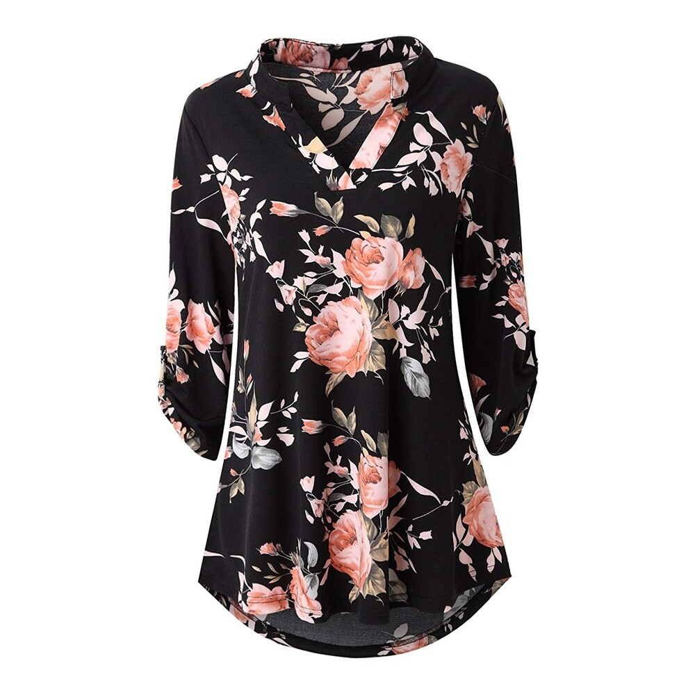 womens floral tunic tops