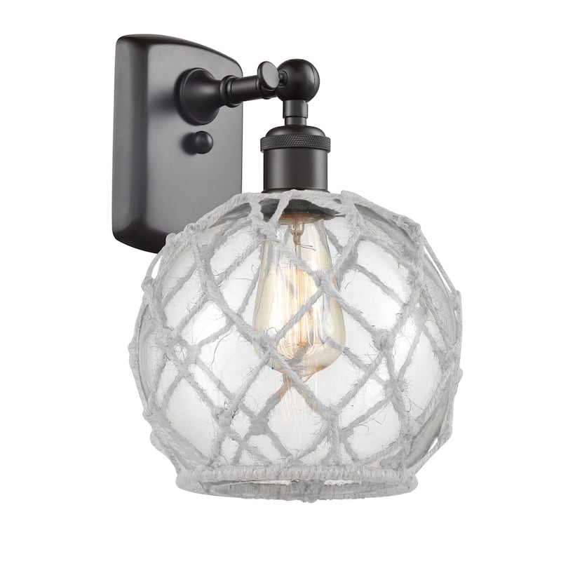 Innovations Lighting Farmhouse Rope 13" Tall Bathroom Sconce - Oil Rubbed Bronze / Clear / White