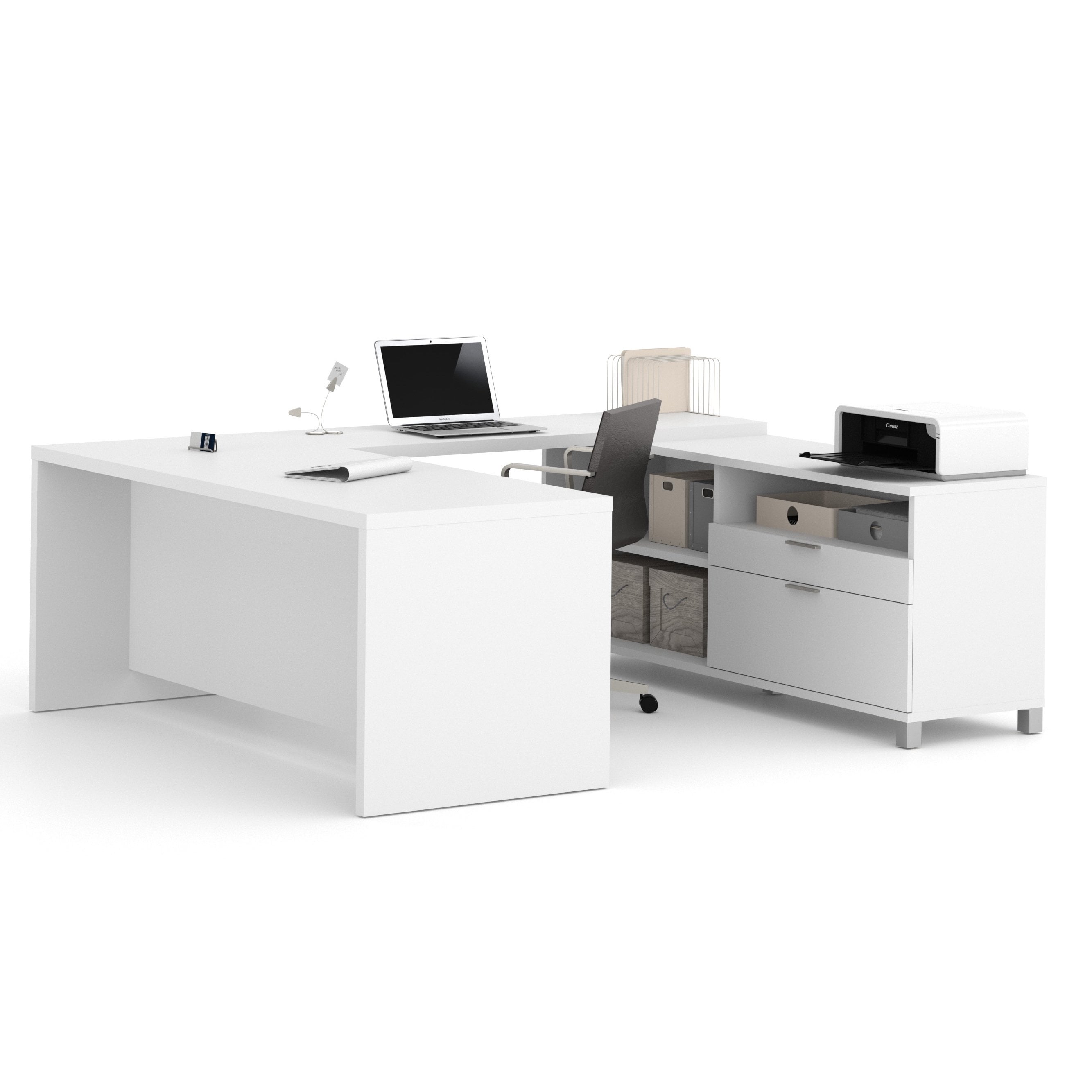 Bestar Pro-Linea 72W U-Shaped Executive Desk with Storage