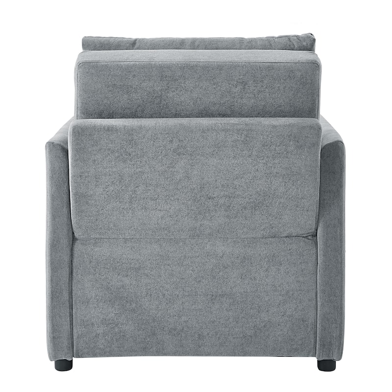 Roomfitters Convertible Sleeper Sofa with Pull-Out Bed 5-Position Adjustable Backrest Side Pockets & Storage Basket