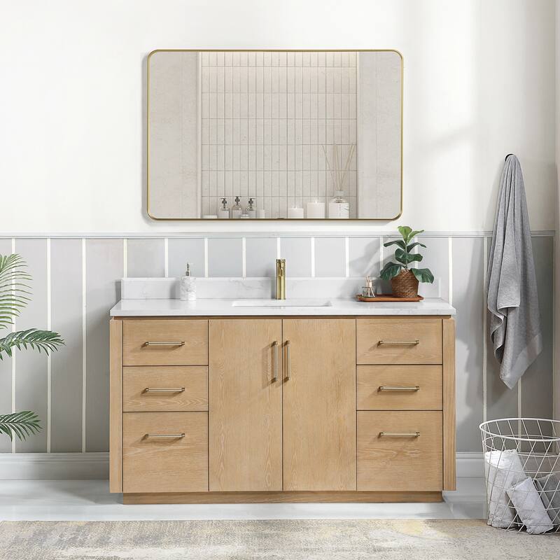 San Single Bath Vanity with Composite Stone Top and Mirror