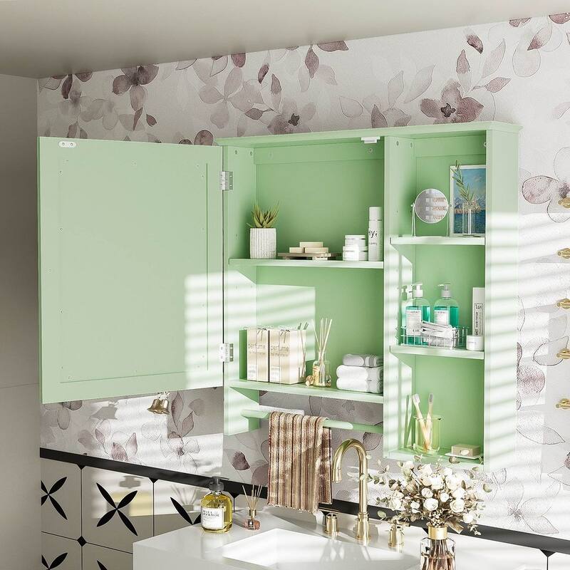 30'' Bathroom Vanity with Top Sink, Freestanding Vanity Set with Mirror Cabinet