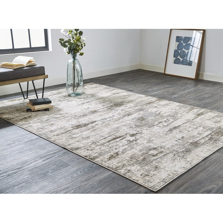 Vikaz Abstract Modern Non Skid Woven Durable Area Rug By HomeRoots - 4' x 6'