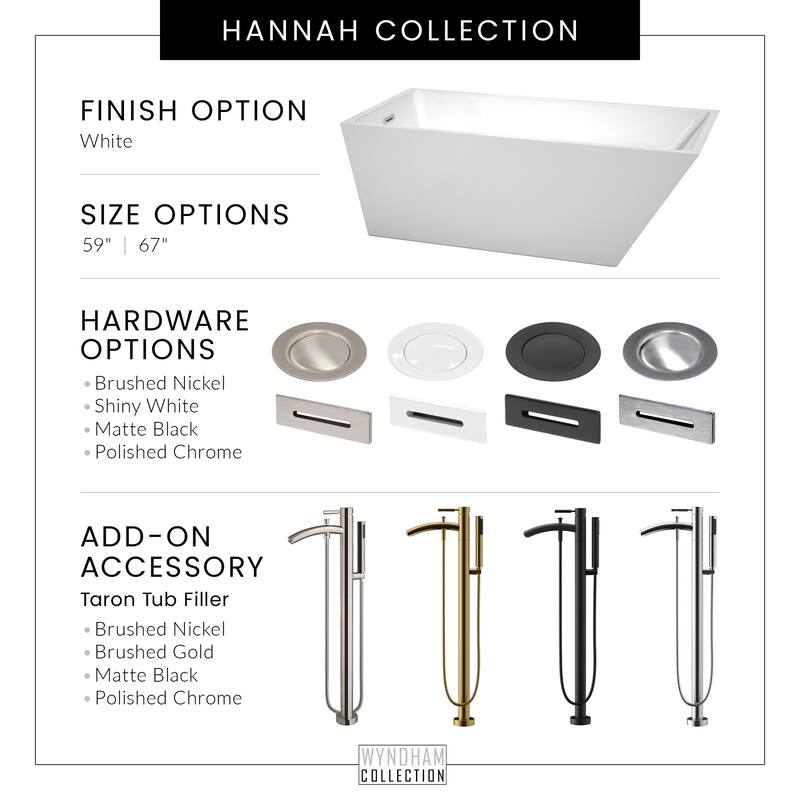 Wyndham Collection Hannah 67" Free Standing Acrylic Soaking Tub with