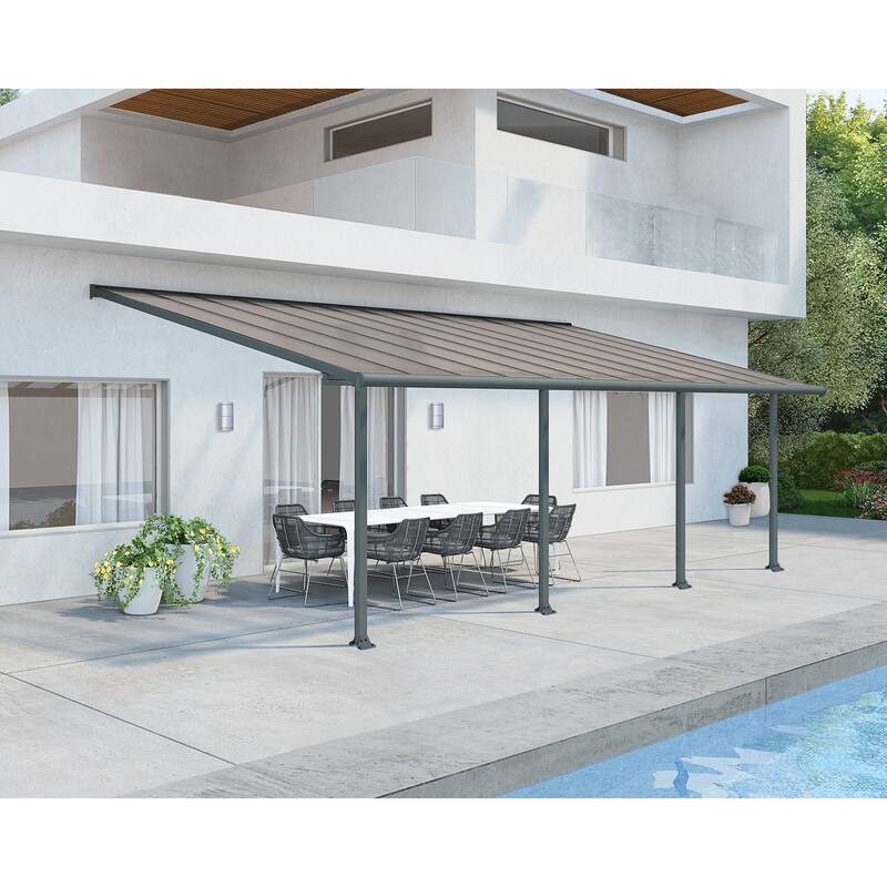 Olympia 10 ft. Gray/Bronze Aluminum Patio Cover