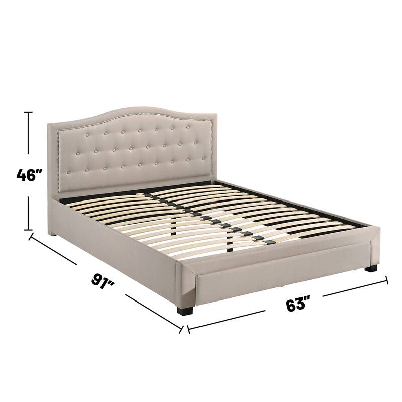 Linen Fully Upholstered Queen Bed with 1 Drawer