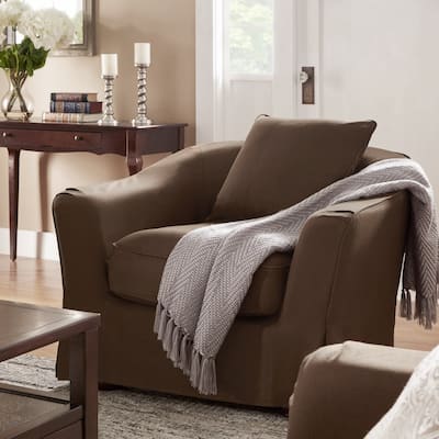 Ellyson Flared English Arm Slipcovered Feather Down Chair by iNSPIRE Q Classic