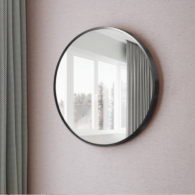 Neutypechic Modern Thin Frame Wall-Mounted Vanity Round Mirror