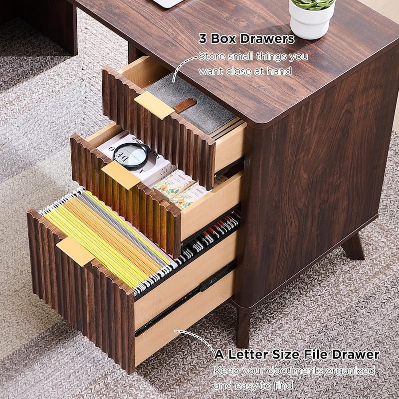 Modern Executive Desk with Charging Station, Home Office Computer Desk