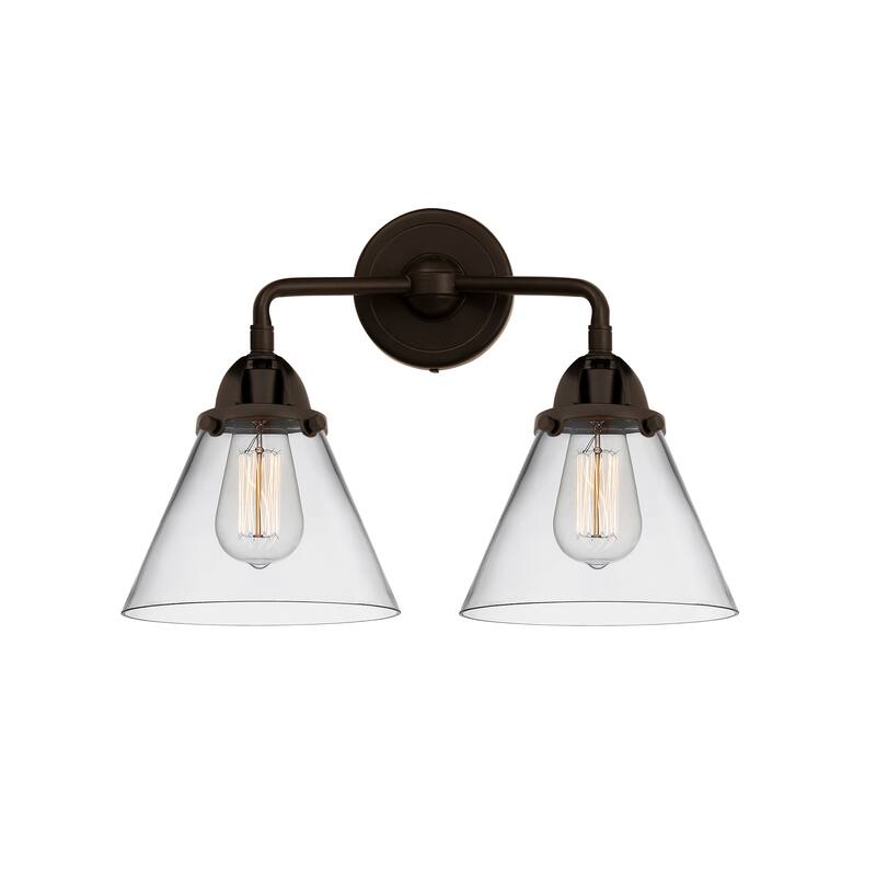 Innovations Lighting Nouveau 2 Cone - 2 Light 16" Bath Vanity Light - Clear/Oil Rubbed Bronze