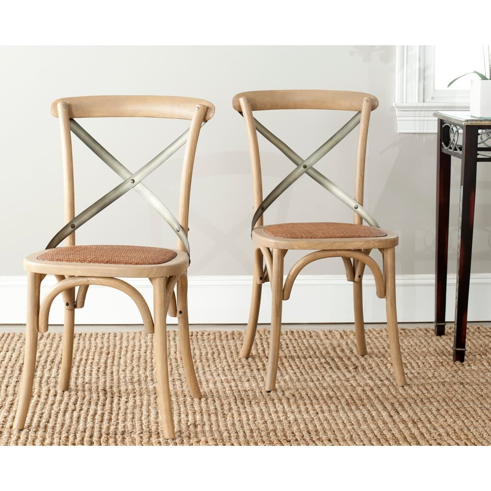 SAFAVIEH Lazzat x-Back Antique White Dining Chair (Set of 2) - 20"Wx21"Dx35"H