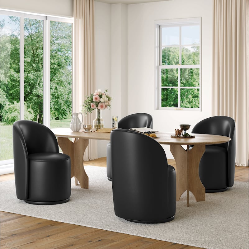 Upholstered Swivel Dining Chair Armless Barrel Chair