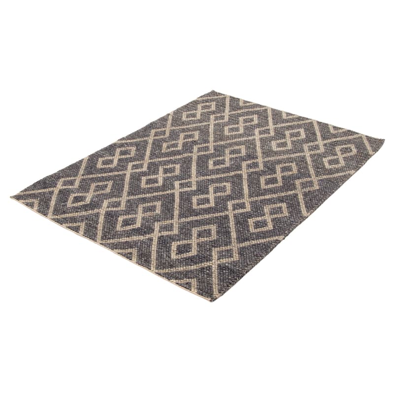 ECARPETGALLERY Braid weave Sienna Dark Grey Wool Rug - 5'1 x 7'3
