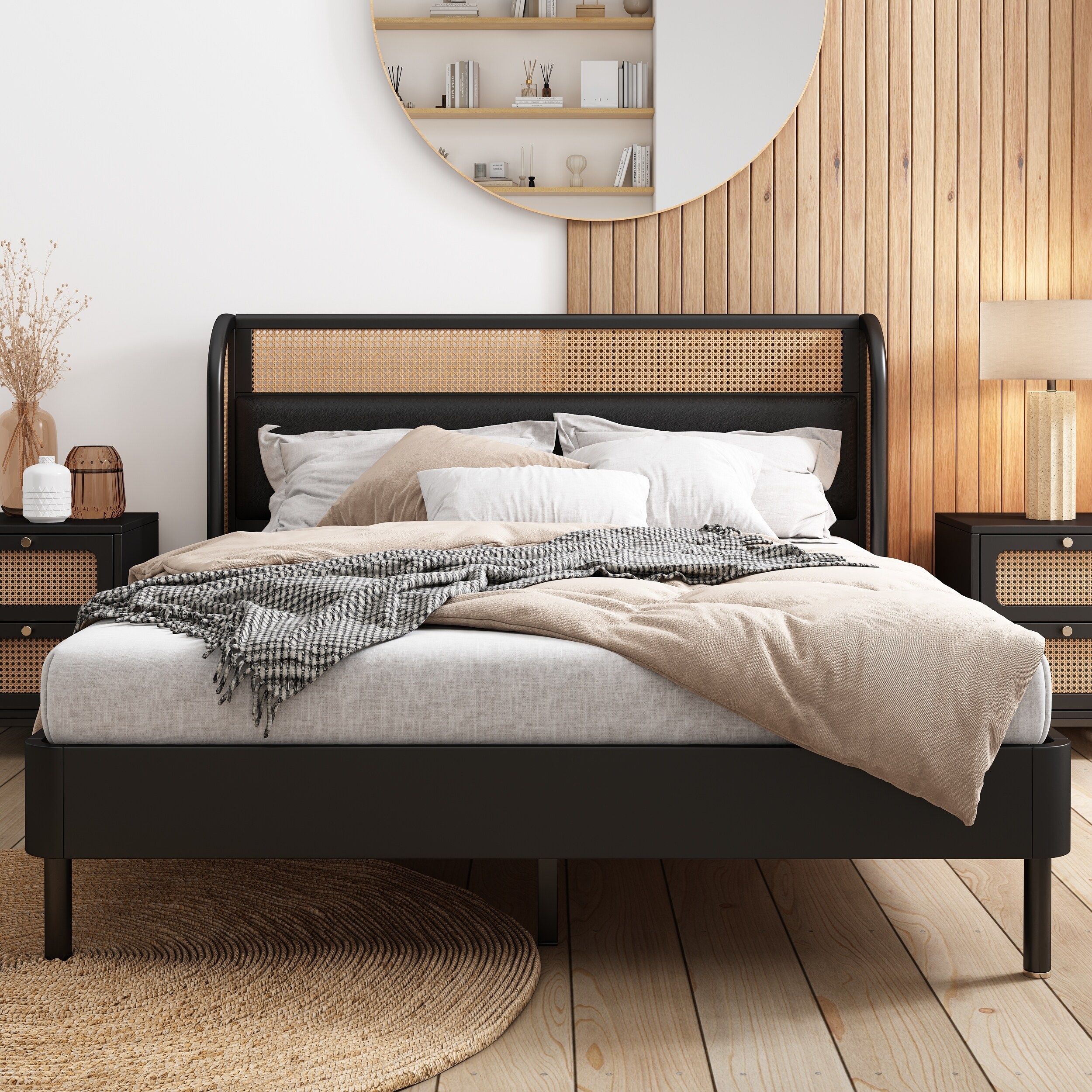 Rattan bed queen discount