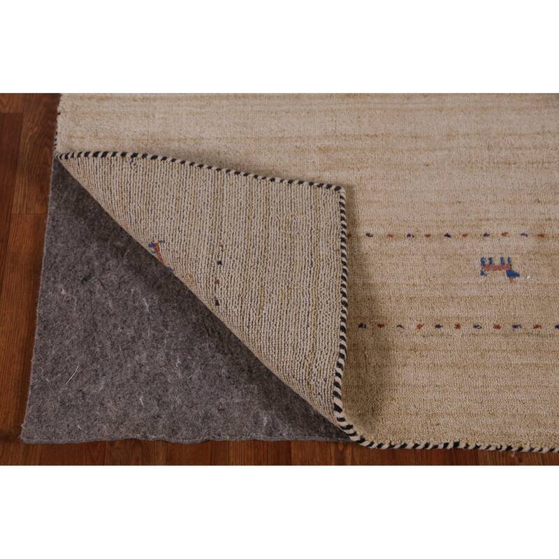Hand Knotted Oriental 100% Wool Carpet Tribal Animal Pictorial Yellow & Gold Gabbeh Area Rug - 8' 9'' X 6' 2''