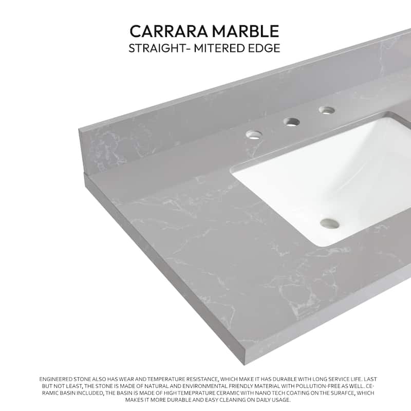 Jaen Composite Stone Vanity Top with White Rectangular Sink