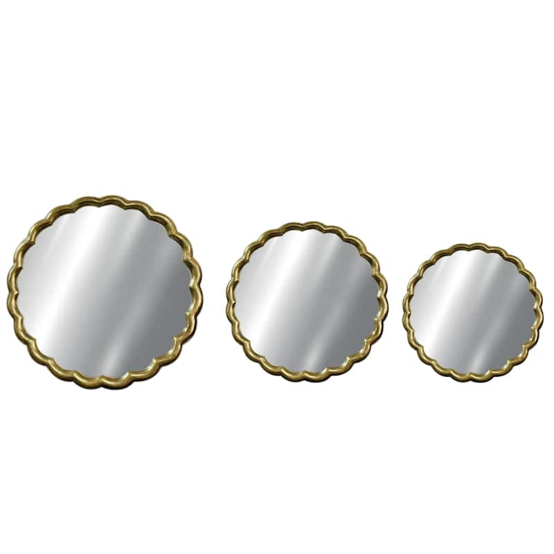 Large Curved Frame Round Wall Mirror - 31.5” - Brass Finish