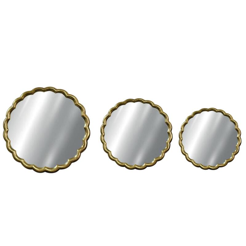 Small Curved Frame Round Wall Mirror - 19.75” - Brass Finish