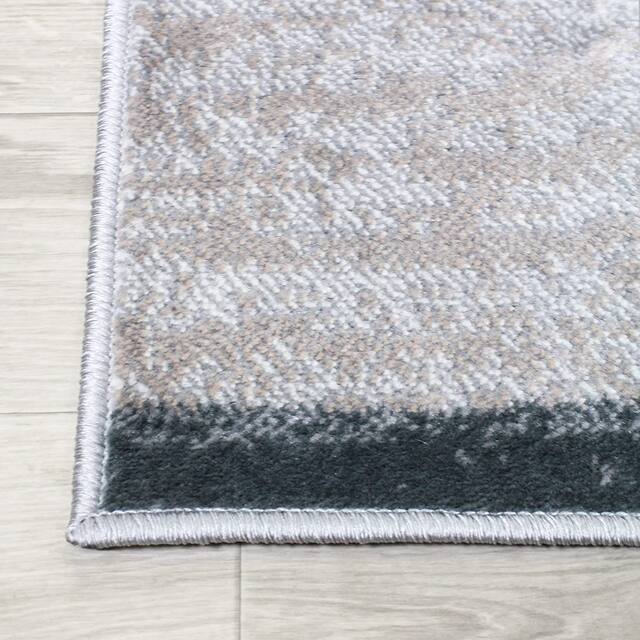Miranda Haus Geometric Modern Patchwork Polypropylene Indoor Area Rug