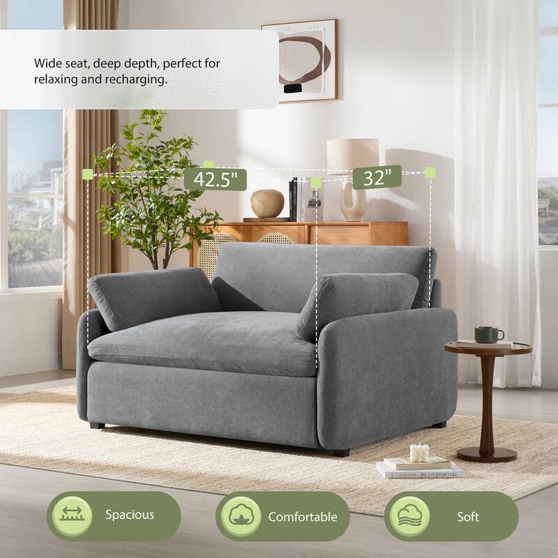Oversized Chenille Single Sofa Chair, Wide and Deep Seat Accent Chair