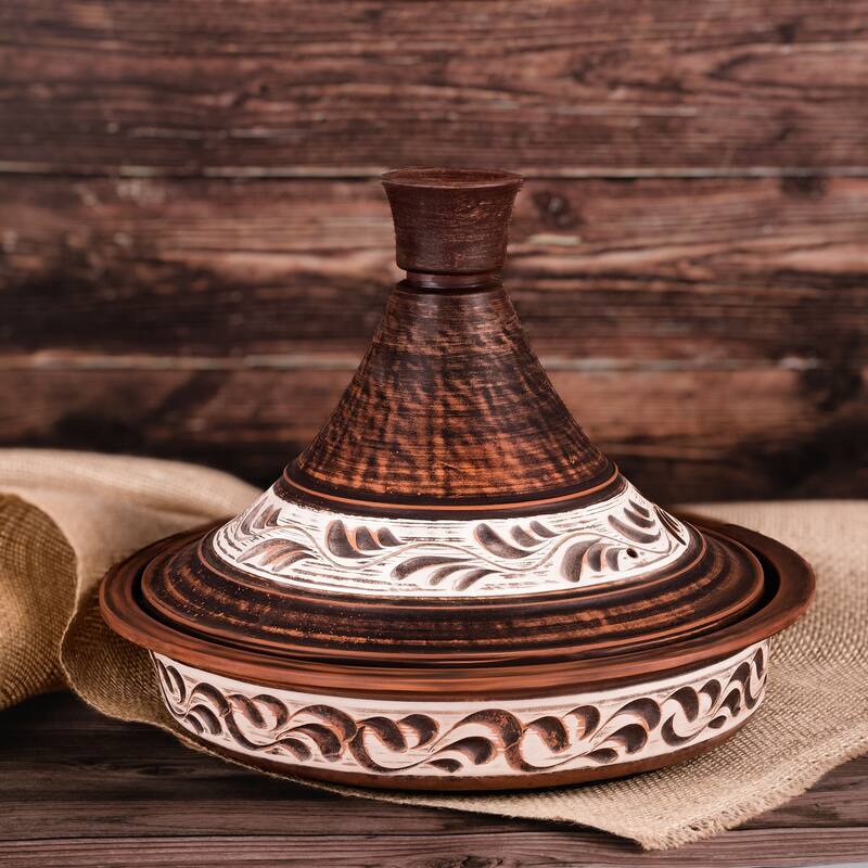 STP Goods Handmade 2.1Qt Red Clay Stoneware Tajine