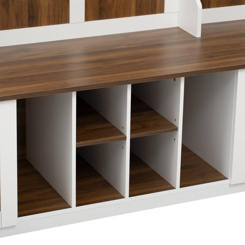 5-in-1 Entryway Bench with 2 Spacious Drawers and Adjustable Shelves