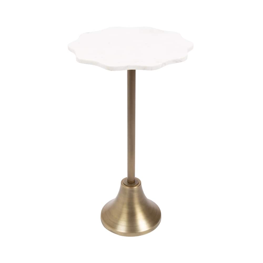 Kate and Laurel Sanzo Scalloped Marble and Metal Drink Table