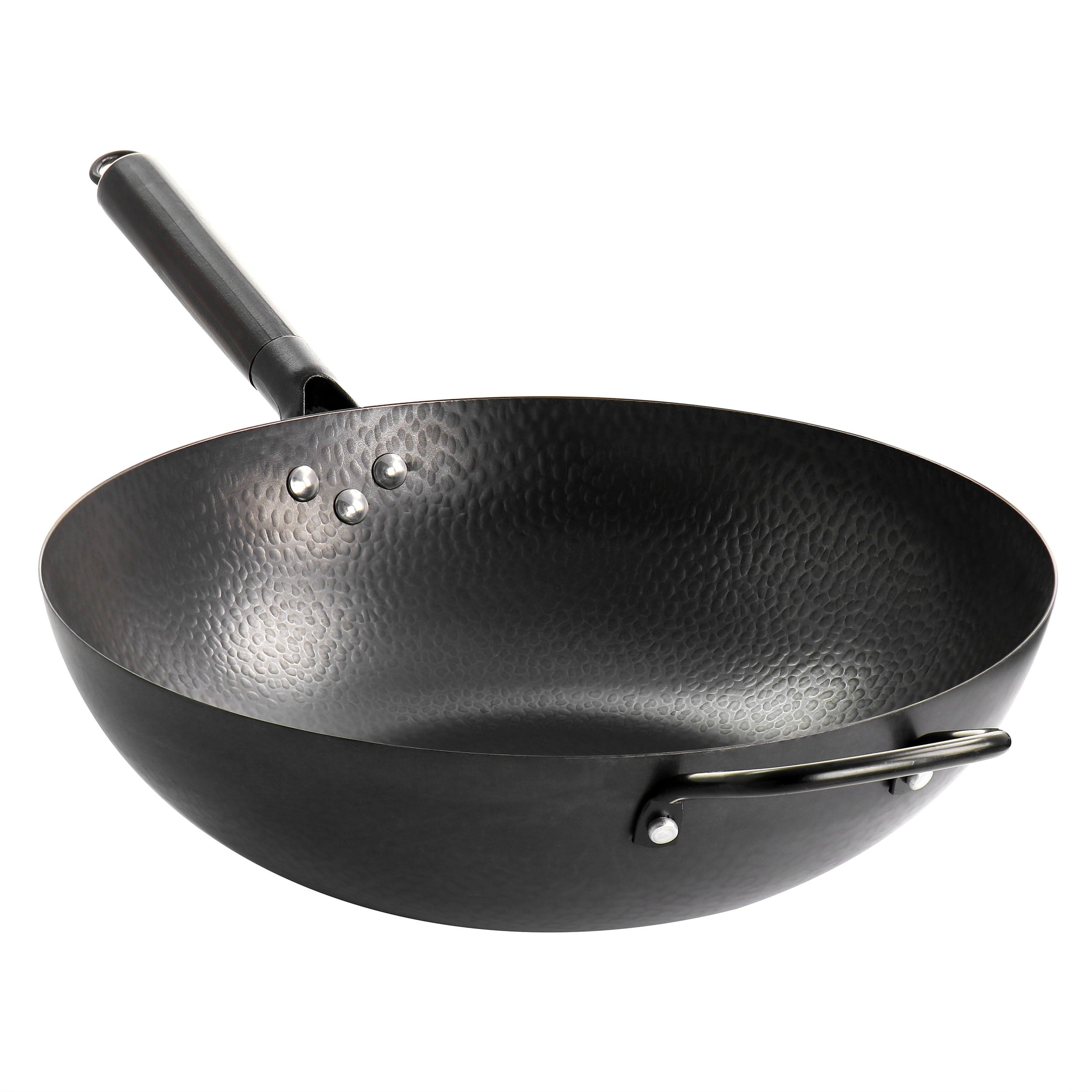 11,8-inch Pre-Seasoned Black Carbon Steel Wok Flat Bottomed
