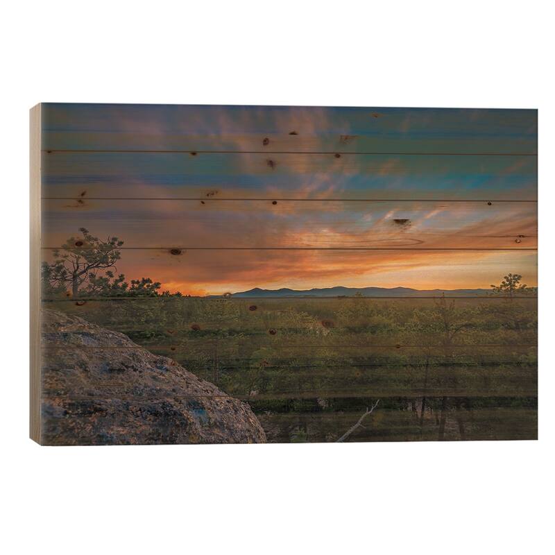Smoke Flavored Sunset Print On Wood by Christopher Thomas - Multi-Color - 26x40x1.5