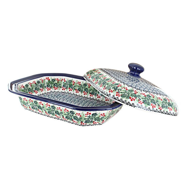 Blue Rose Polish Pottery 662 Ceramika Artystyczna Medium Covered Baker