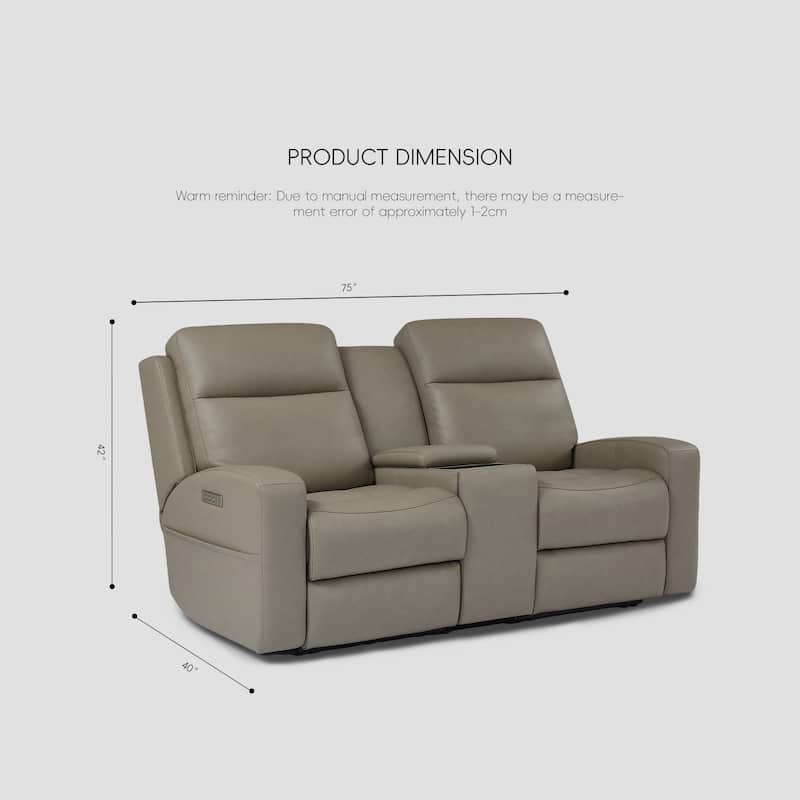 75''W Genuine Leather Triple-Power Loveseat with Wireless Charging & Pop-Out Cupholders
