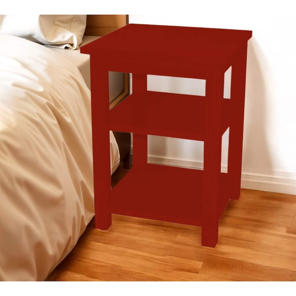 28" Red Solid Wood Nightstand