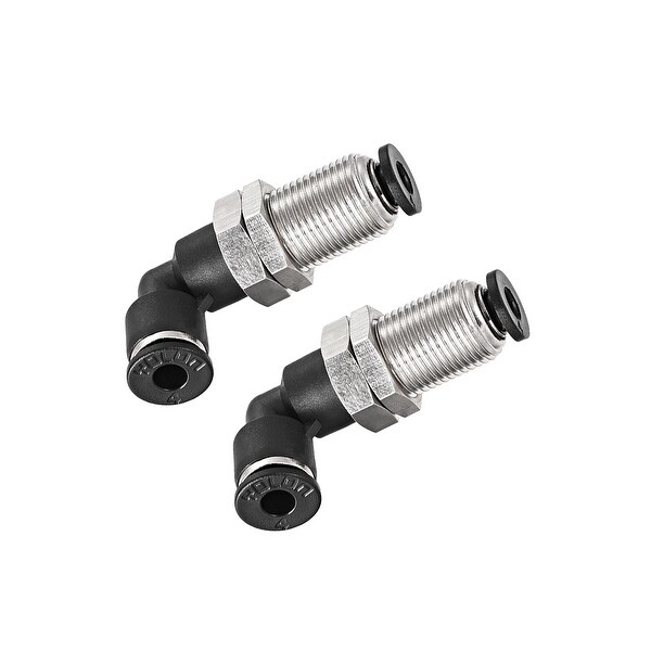 2 End 4mm Tube Push Lock Elbows, M12 L Shape Bulkhead Union Air Fittings 2pcs